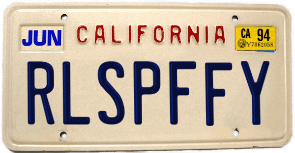 Vanity license plate reading RLSPFFY