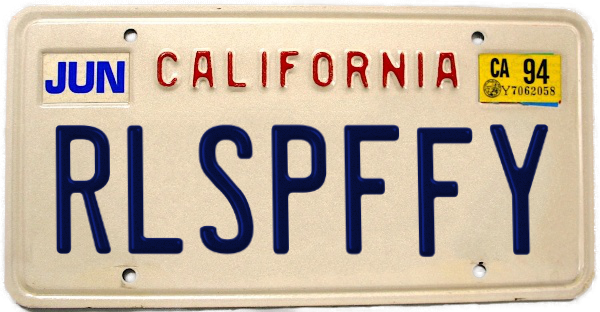 Vanity license plate reading RLSPFFY